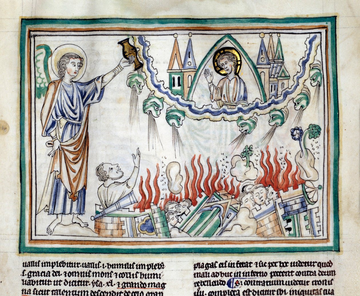 Zniszczenie Miniatury Babilonu zaczerpniętej z „Apokalipsy Cambrai”” ogłoszonej przez Szkołę Francuską XIII wieku. Pani 422. Biblioteka Miejska, Cambrai autorstwa French School