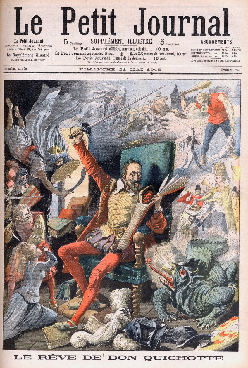 Marzenie Don Kichota. Le Reve de Don Kichot (Miguel De Cervantes) - ilustracja do Le petit Journal, 21 maja 1905. autorstwa French School