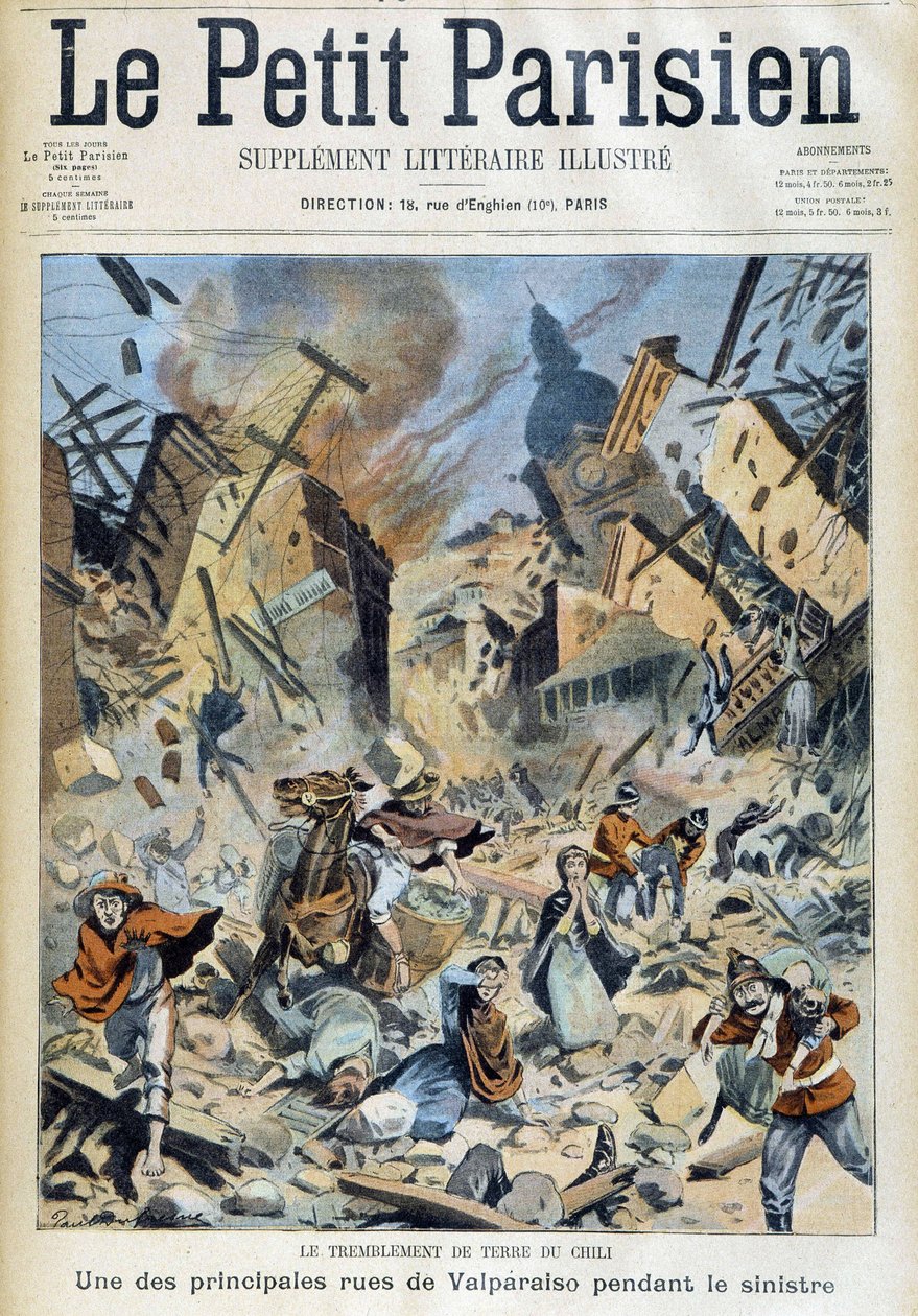 Trzęsienie ziemi w Chile: Valparaiso podczas katastrofy - w „Małym Paryżu” z 09.09.1908 autorstwa French School