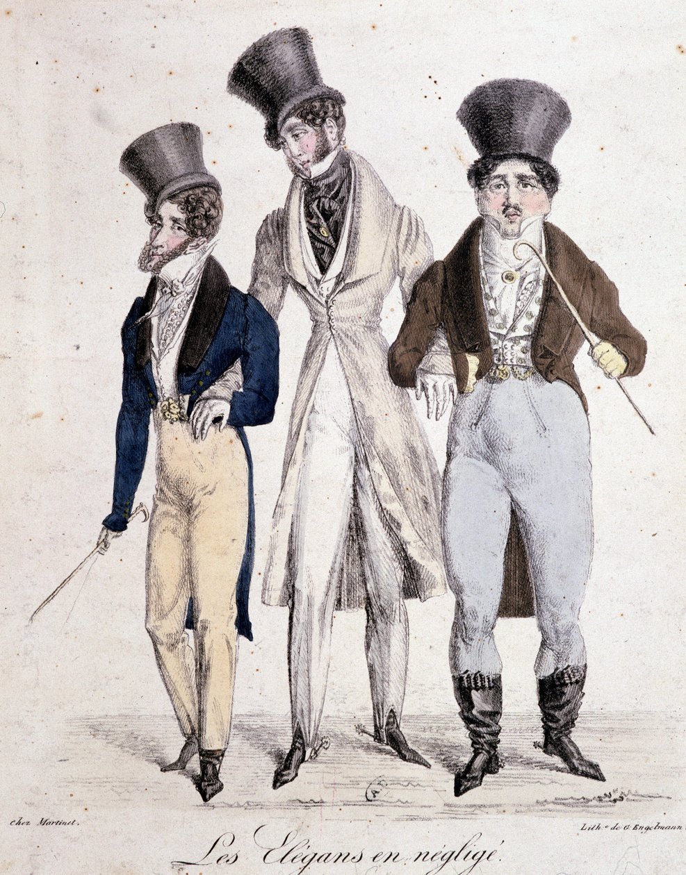 Elegancki w zaniedbaniu, trzy domy w garniturze - litho autorstwa French School