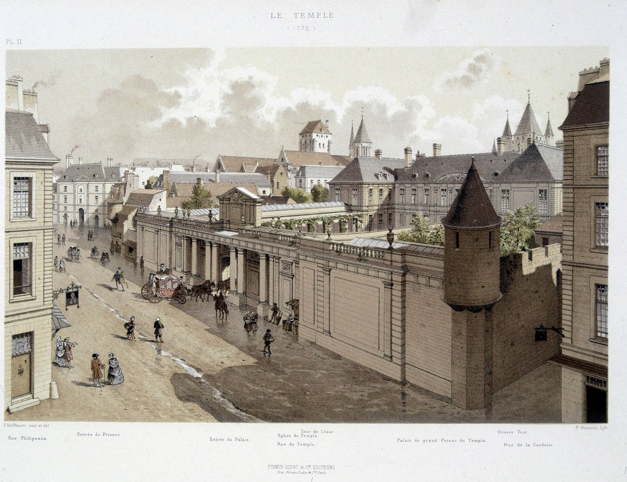 Wejście do Pałacu w 1770 r. - w „Paryżu na przestrzeni wieków: świątynia i rue Royale”, koniec XIX w. autorstwa French School