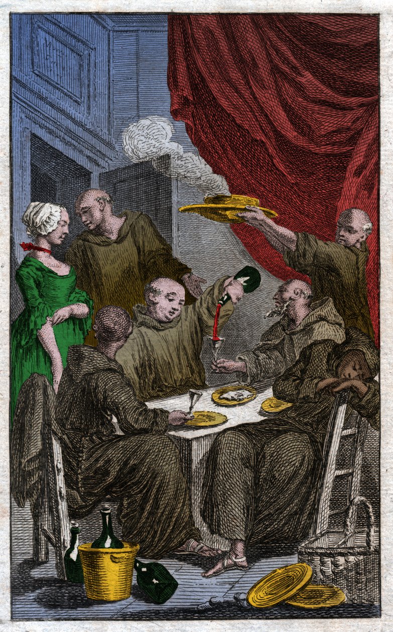 Święto mnichów (rycina z XVIII wieku) autorstwa French School