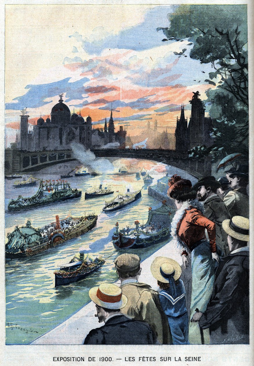 Uczty nad Sekwaną w Paryżu podczas Wystawy Światowej 1900 - w „Le Petit Parisien” autorstwa French School