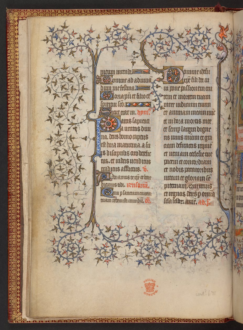 Pierwsza karta Godzin Krzyżowych, Księga Godzin, Add MS 32454 f.8v, Francja autorstwa French School