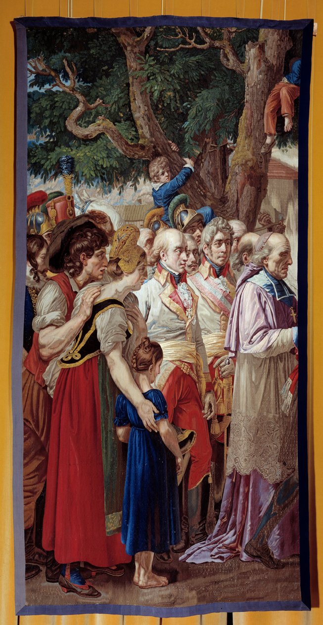Przekazanie kluczy wiedeńskich Napoleonowi I (1769-1821) Cesarz powrócił do austriackiej stolicy dezertera przez Franciszka II Habsburga w dniu 14.11.1805. Gobelin wykonany przez pracownię Gobelins. 1815. niedz. 3,35x1,72 m Malmaison, musee du chateau autorstwa French School