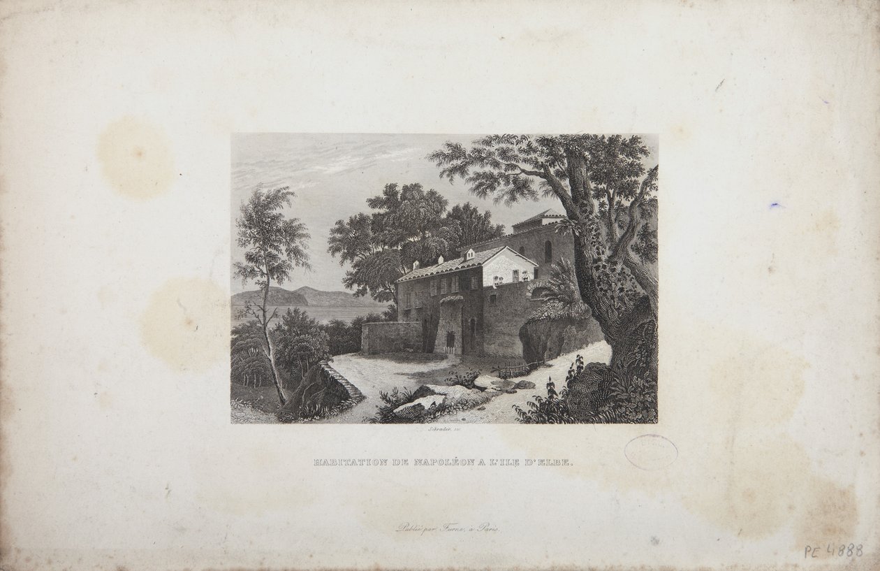 Dom Napoleona na wyspie Elba, rytowany przez Schroedera autorstwa French School