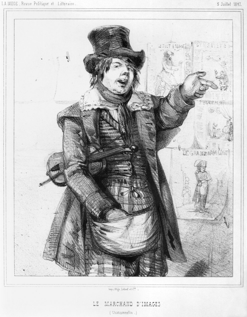 Sprzedawca zdjęć, ilustracja z La Mode, 5 lipca 1847 autorstwa French School