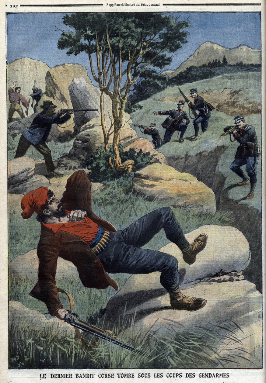 Ostatni korsykański bandyta pada pod ciosami żandarmów: „Le Petit Journal” z 5 grudnia 1909 r. (rycina) autorstwa French School