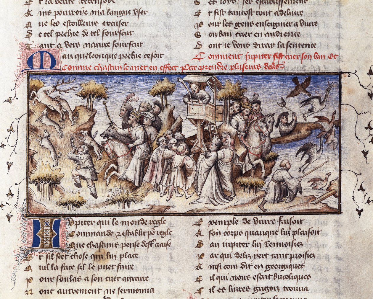 Szlachta polująca pod wpływem Jowisza z „Le Roman de la Rose” autorstwa French School