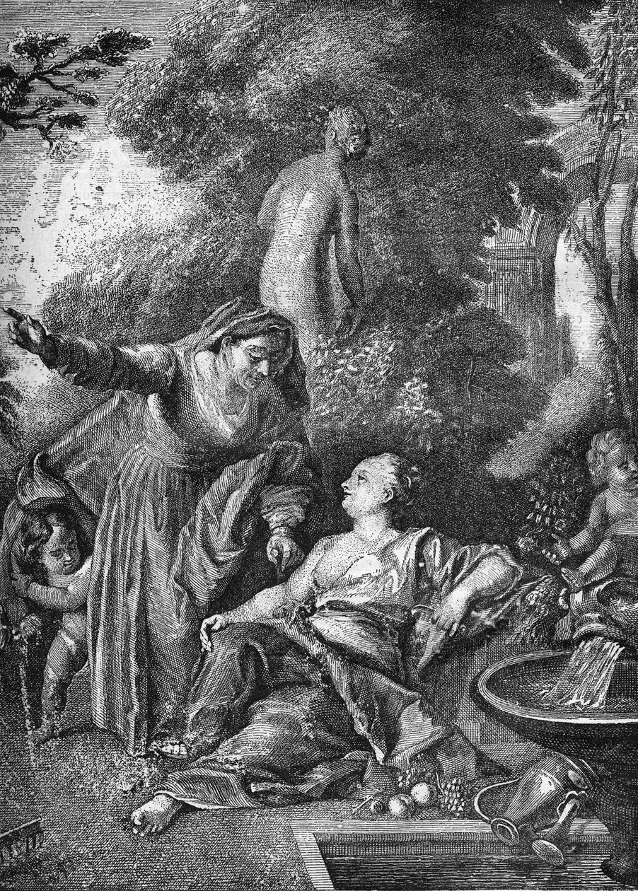 Stare prostytutki stały się kojarzeniami (zakupami). Grawer w „Historii prostytucji i rozpusty w narodach świata od starożytności do dnia dzisiejszego”” autorstwa dr Th.-F. Debray. 1879. autorstwa French School