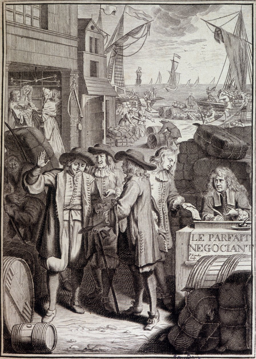 Idealne negocjacje (zakończenie marszu na port w XVIII wieku) - frontispis dzieła Jacques