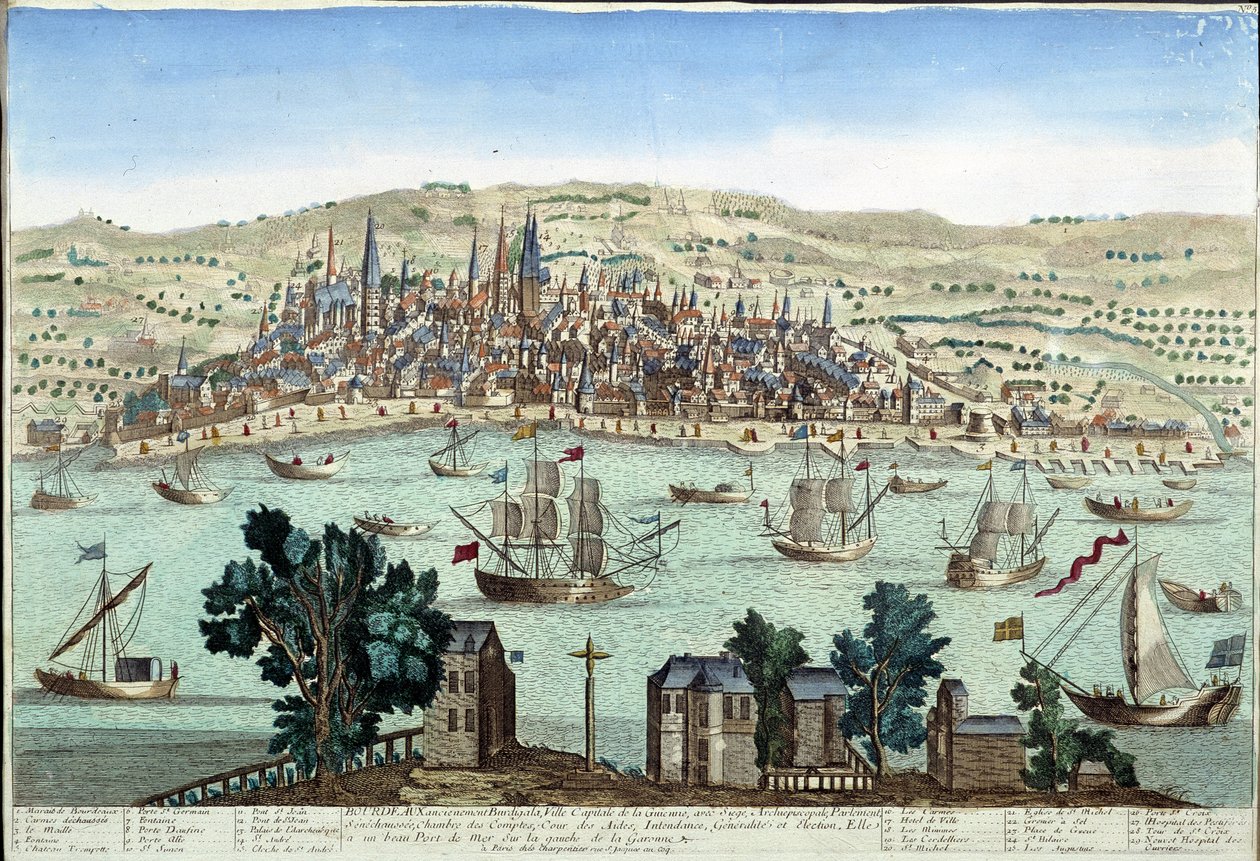 Port i miasto Bordeaux - grawer autorstwa French School