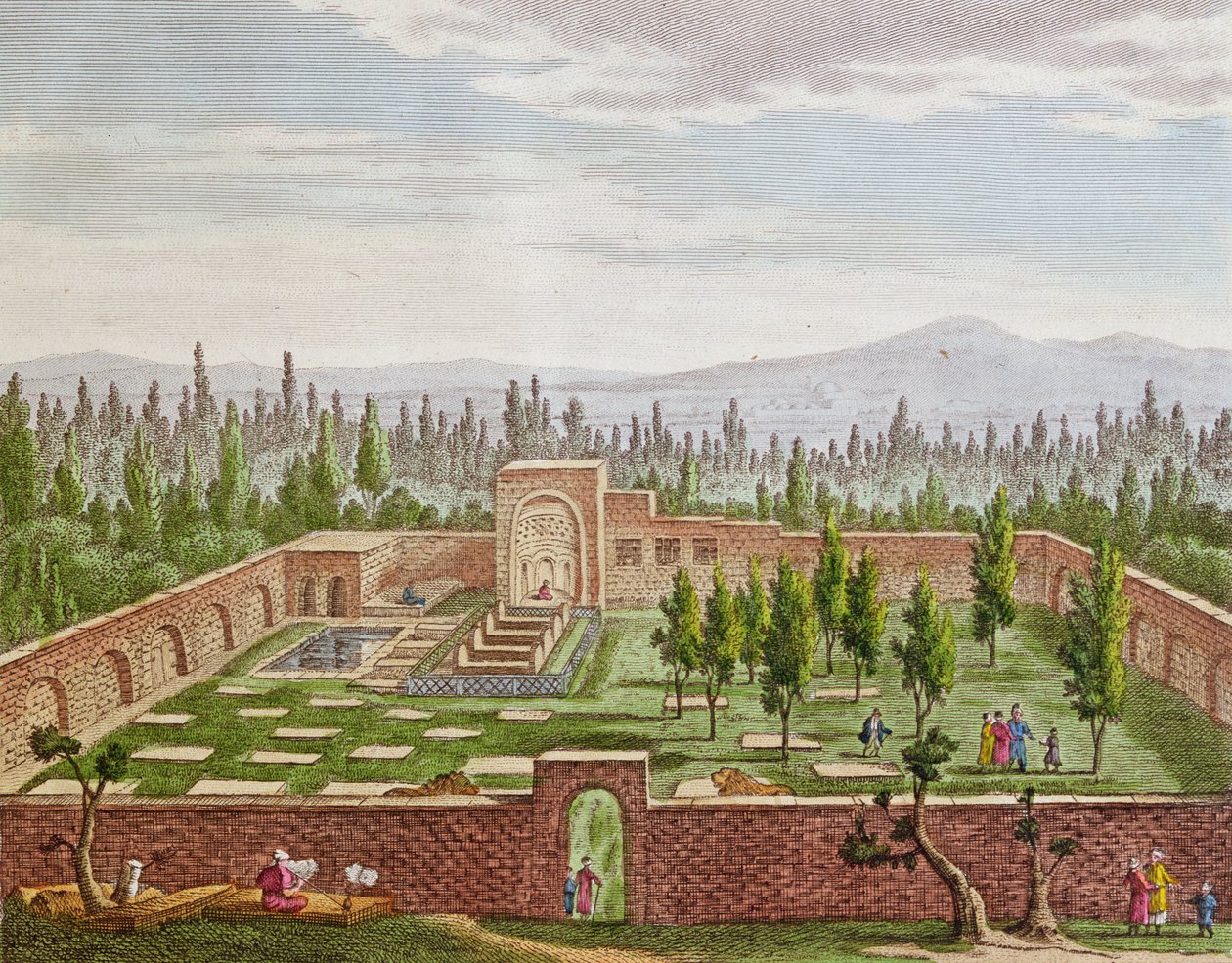 Grób wielkiego perskiego poety Hafiza Shiraziego (ok. 1325-c. 1388) w Sziraz autorstwa French School