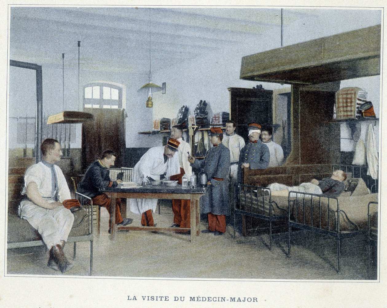 Wizyta doktora mjr – w „Albumie militaire”” – piechota: służba wewnętrzna autorstwa French School