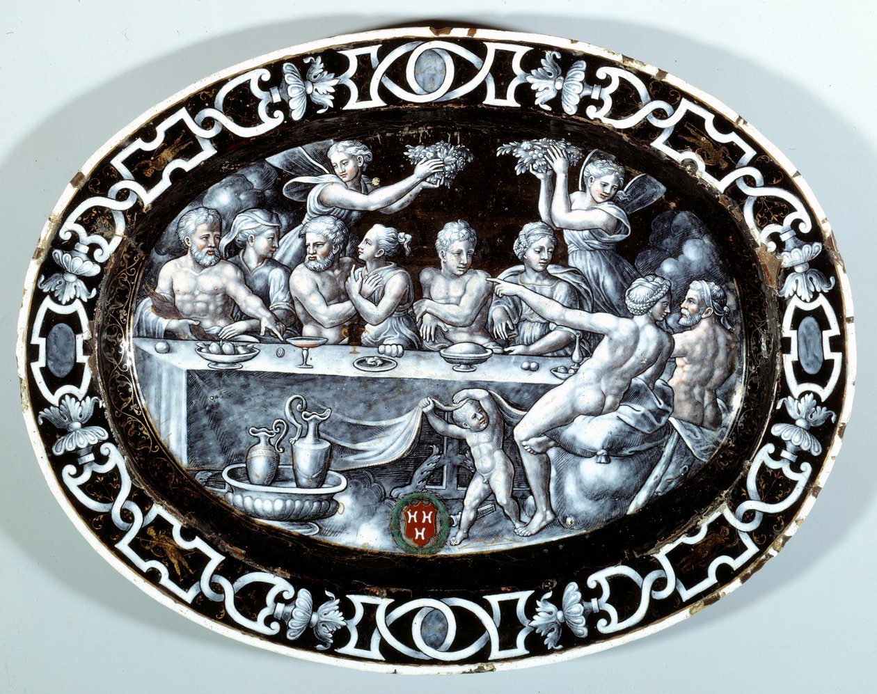 Uczta weselna Psyche Oval Plat w emalii malowanej na miedzi ze szkoły francuskiej. 1560 Paryż, Musee du Louvre autorstwa French School