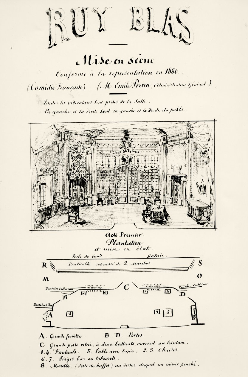 Program teatralny do I aktu Ruy Blas (1838) Victora Hugo (1802-85), 1880 autorstwa French School