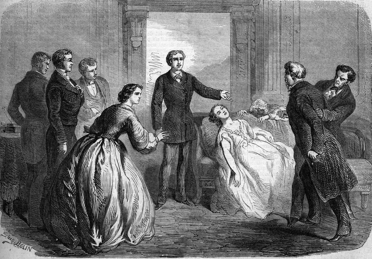 Przedstawienie teatralne „La Maratre” (V akt, ostatnia scena) Honore de Balzac (1799-1850). Paryż, Theatre du Vaudeville autorstwa French School