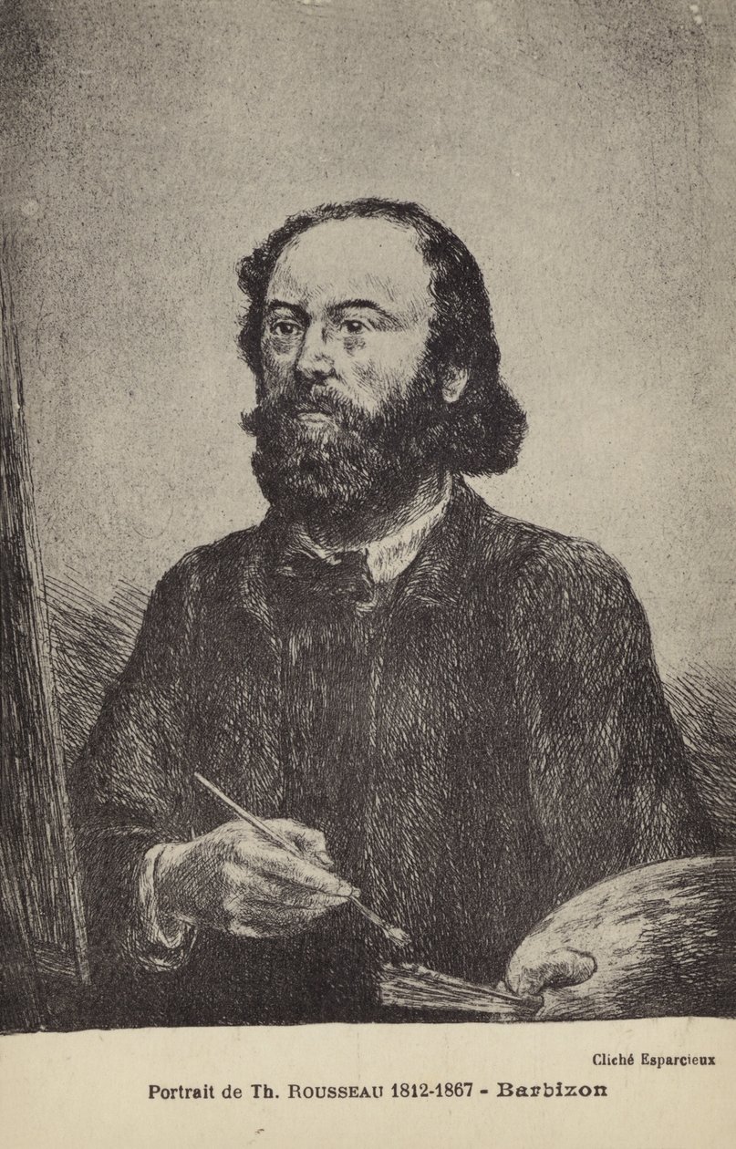 Theodore Rousseau, francuski malarz (litografia) autorstwa French School