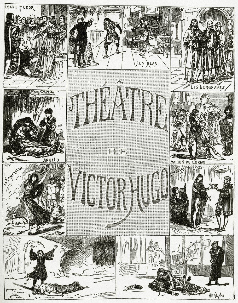 Teatr Victora Hugo, XIX w. (rycina bw) autorstwa French School