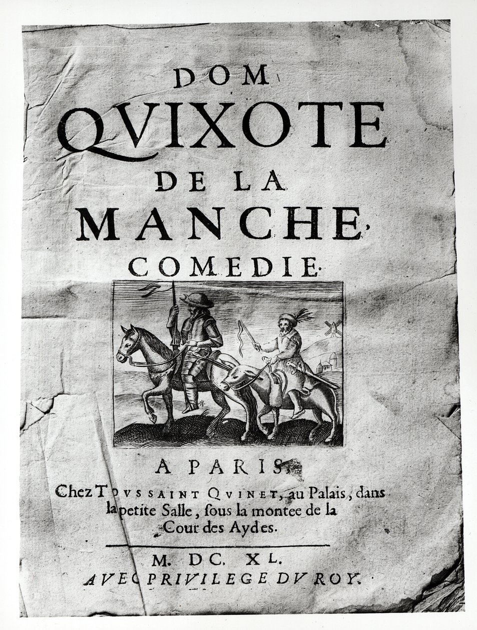 Strona tytułowa z Dom Kichota z La Manche Komedii Guerina de Bouscala, 1640 autorstwa French School