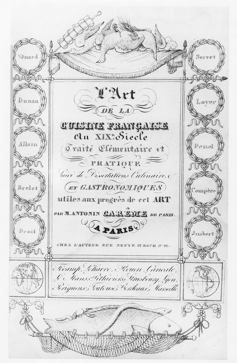 Strona tytułowa „Sztuki kuchni francuskiej”, Antonin Carême (grafika) autorstwa French School