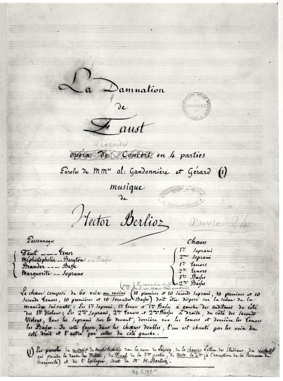 Strona tytułowa „La Damnation de Faust” Hectora Berlioza (1803-69) 1846 autorstwa French School