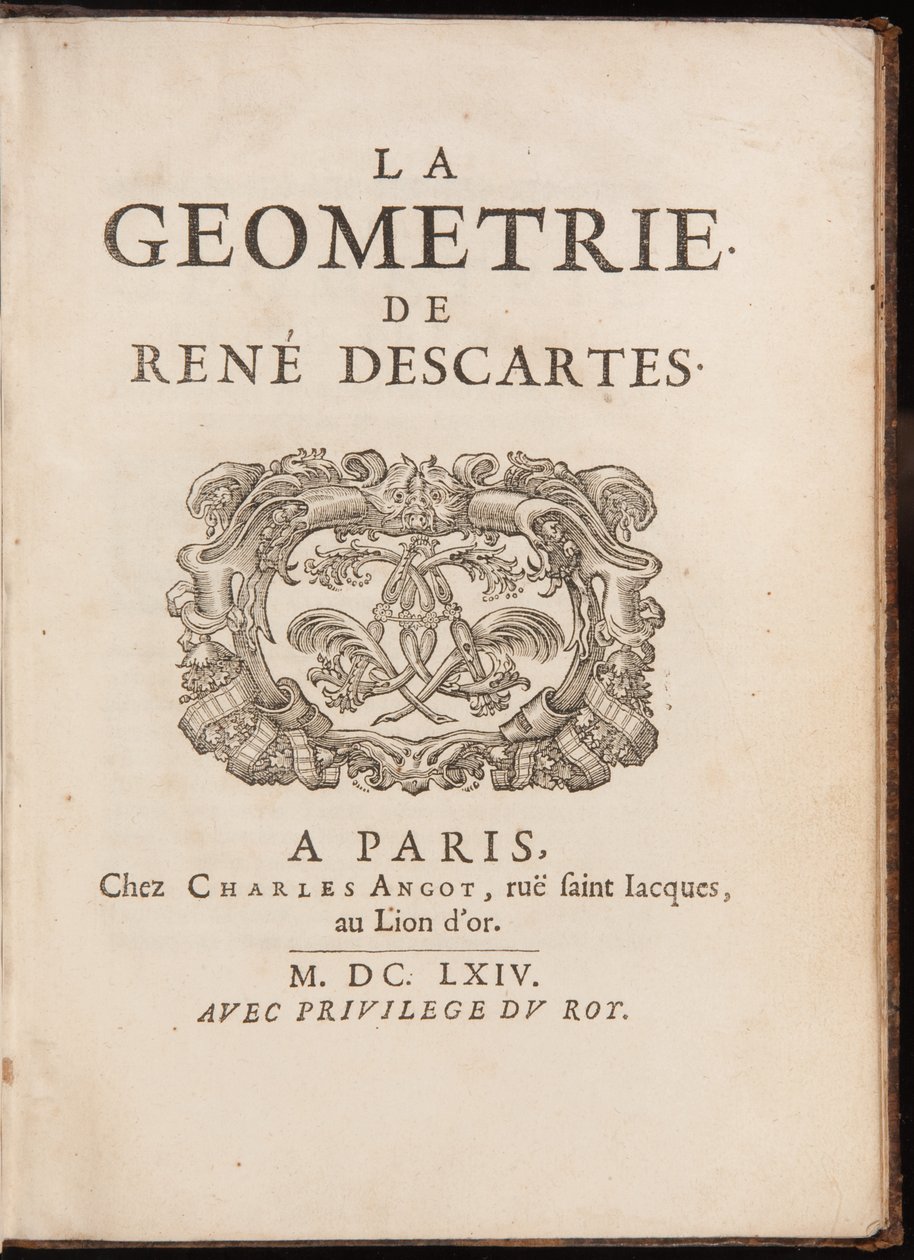 Strona tytułowa „Geometrii” René Descartes autorstwa French School