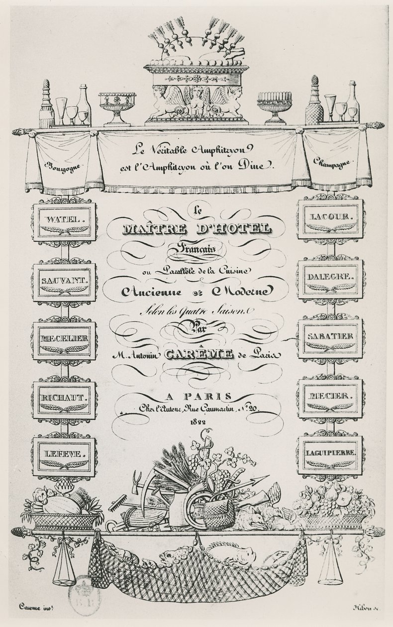 Strona tytułowa „Francuskiego lokaja”, autorstwa Antonina Carême autorstwa French School