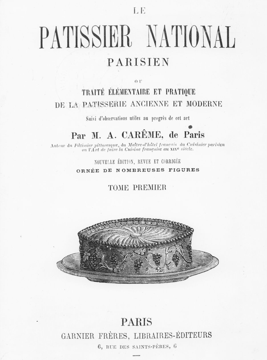 Strona tytułowa „Le Patissier National Parisien”, Antonin Carême (rycina) autorstwa French School