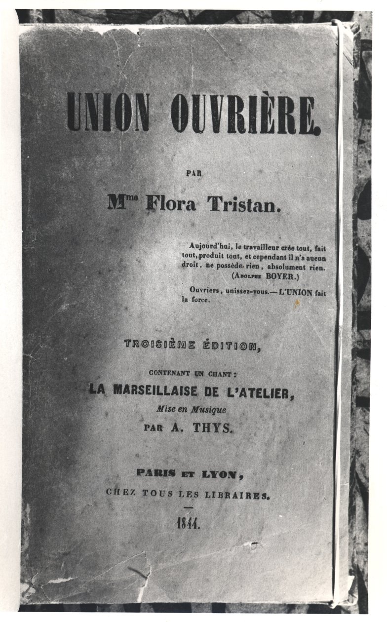 Strona tytułowa Union Ouvriere Flory Tristan (1803-44), wydanej w 1844 r. autorstwa French School