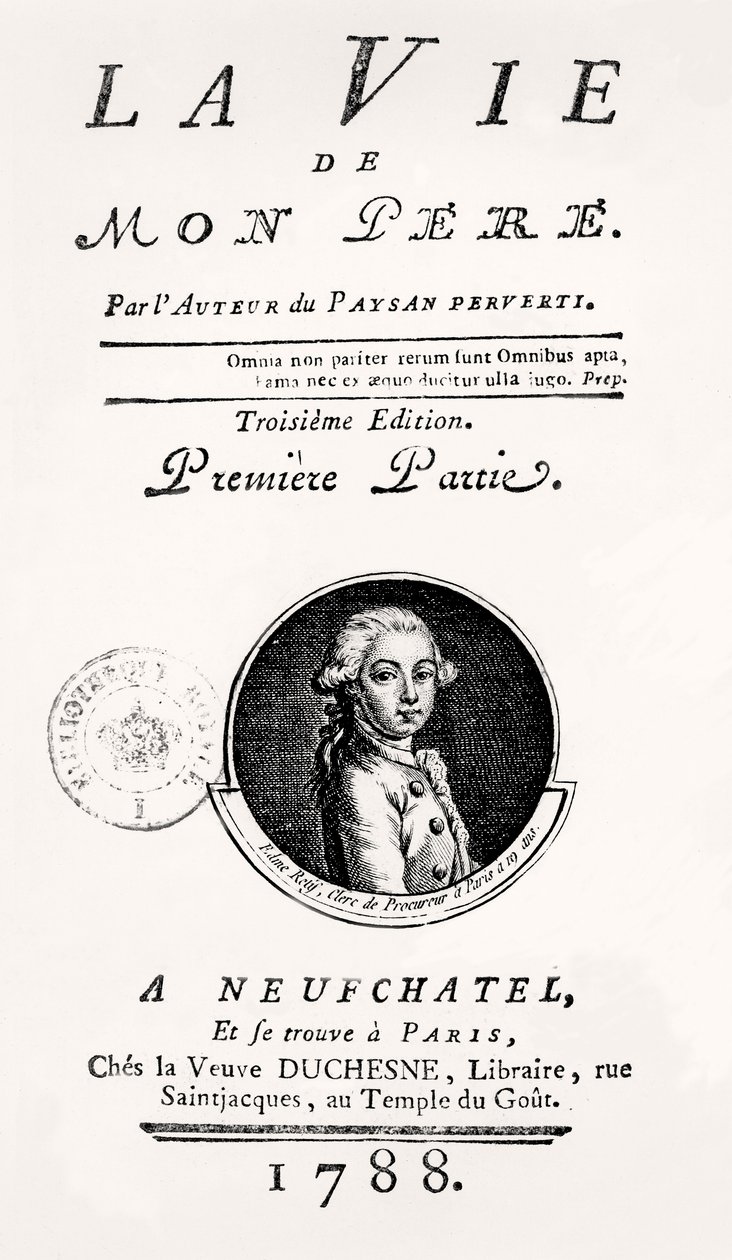 Strona tytułowa „Życia mojego ojca”, 1788 autorstwa French School