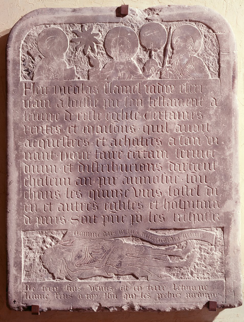 Nagrobek Nicolasa Flamela, pochodzący z kościoła Saint-Jacques-de-la-Boucherie, 1418 autorstwa French School