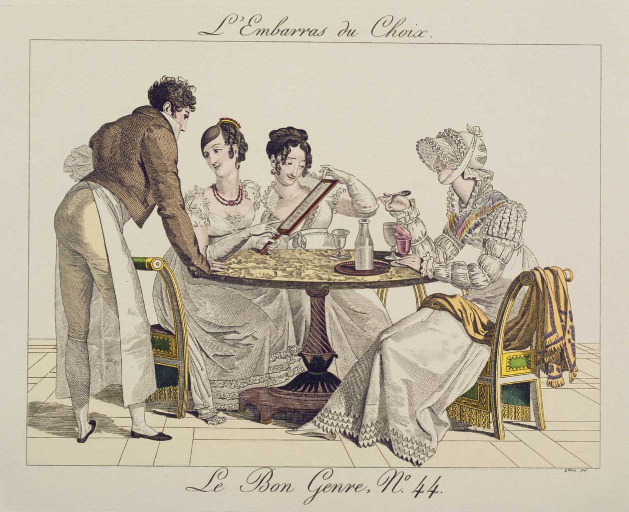 Zbyt duży wybór, płyta 44 z gatunku Le Bon, 1827 autorstwa French School