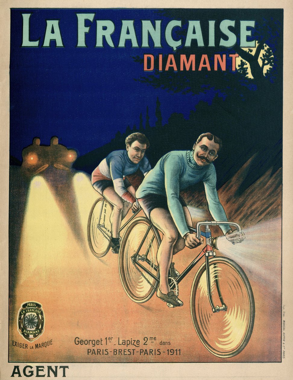 Plakat kolarski Tour de France z 1911 r. autorstwa French School