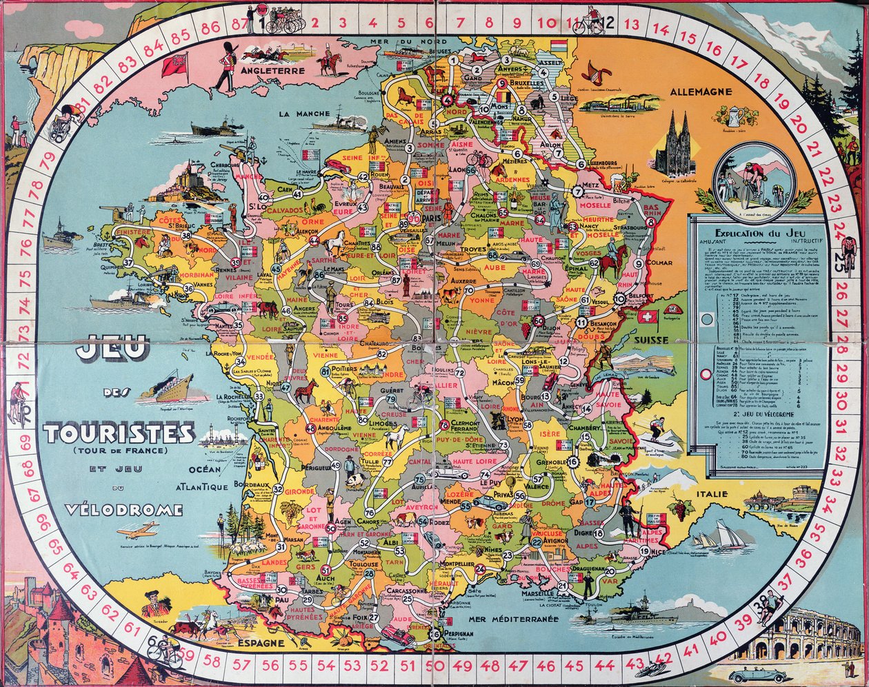 Gra Tour de France, ok. 1930 autorstwa French School
