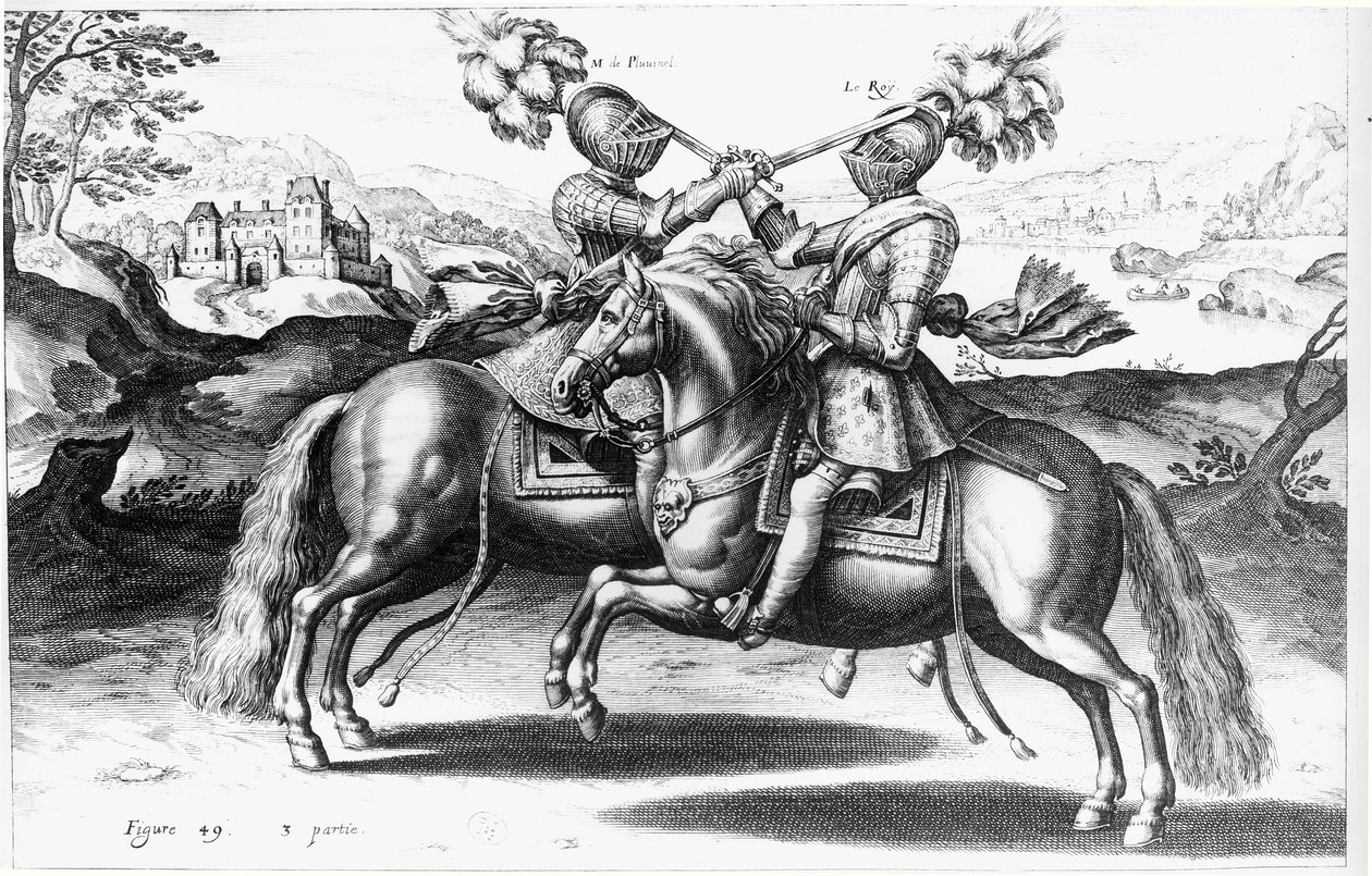 Scena turnieju pomiędzy Henrykiem IV (1553-1610) i Antoine de Pluvinel (1555-1620) autorstwa French School