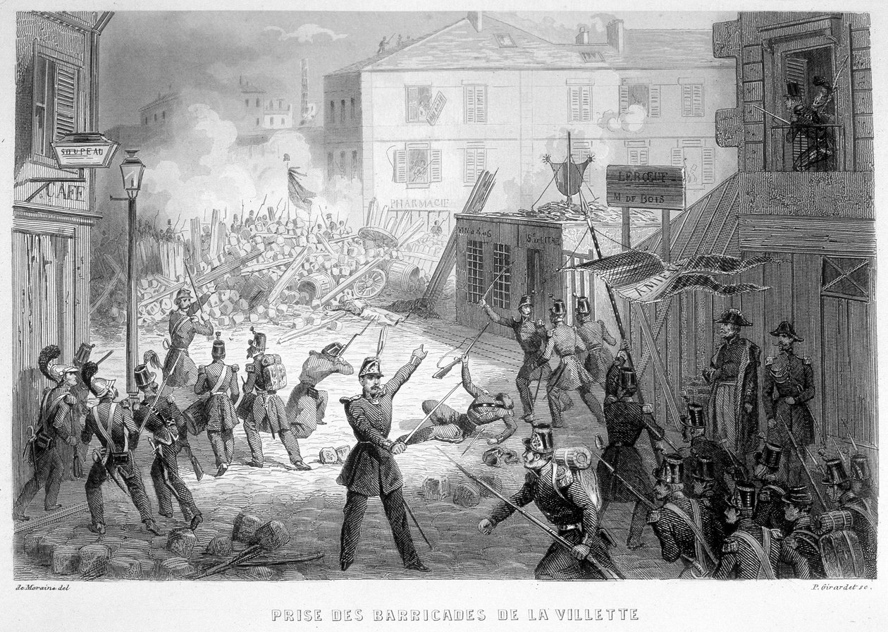 Zdobycie barykad La Villette (26 czerwca 1848) - w „Fasttes de Gardes Nationales de France”” autorstwa French School