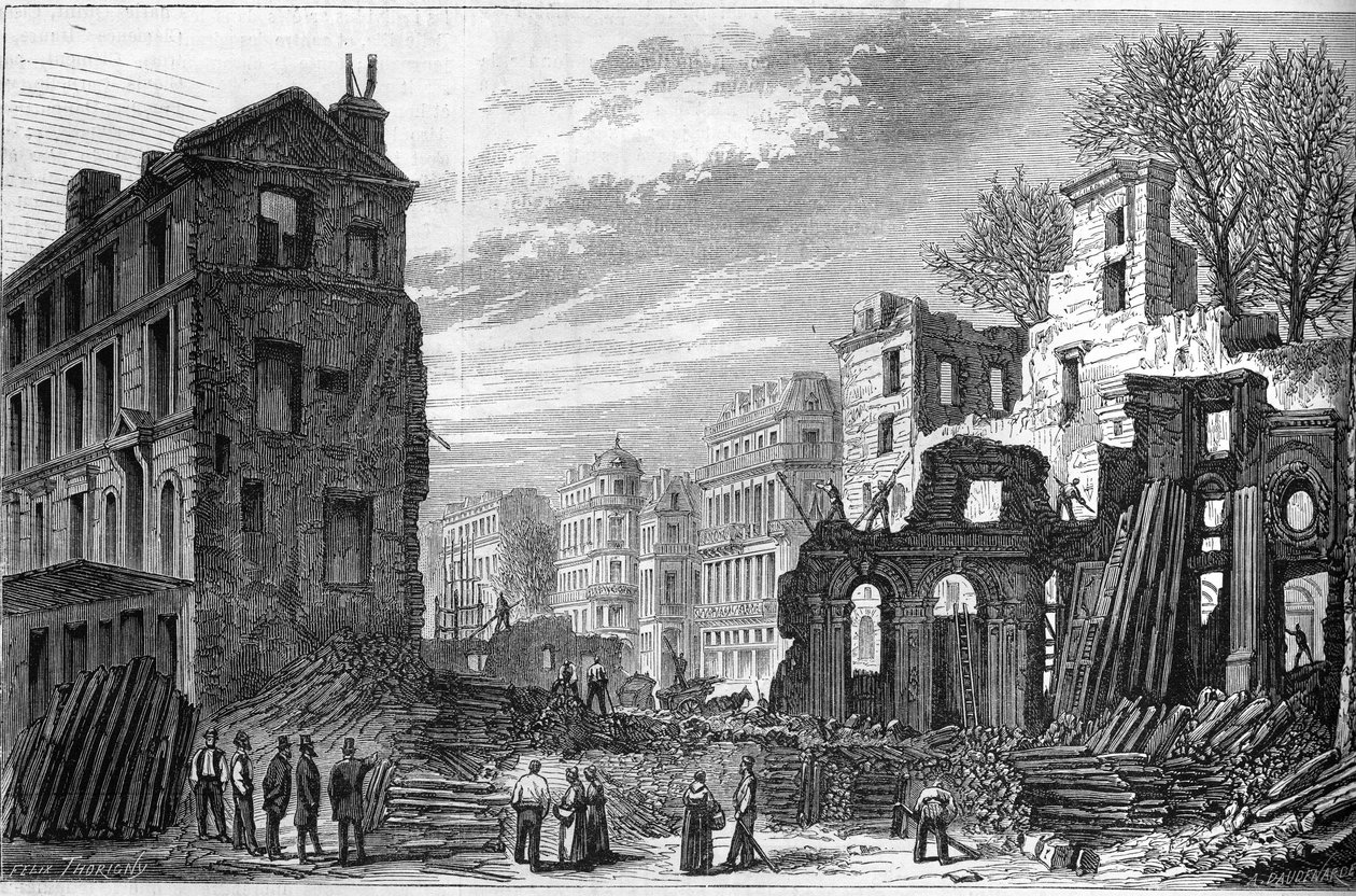 Przemiany Paryża pod Drugim Cesarstwem, Haussmann Paryż: przebicie bulwaru Saint Germain (Saint-Germain) autorstwa French School