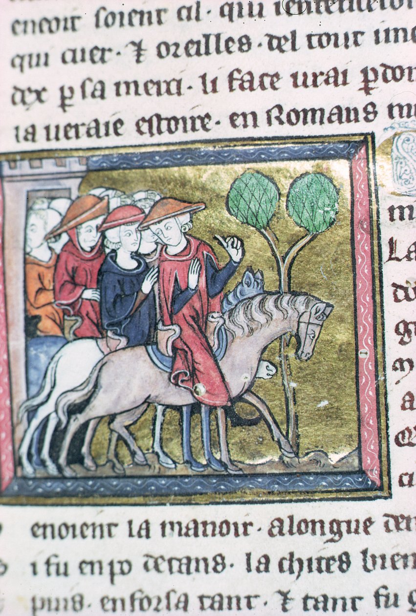 Podróżnicy, z Roman de Jules Cesar autorstwa French School