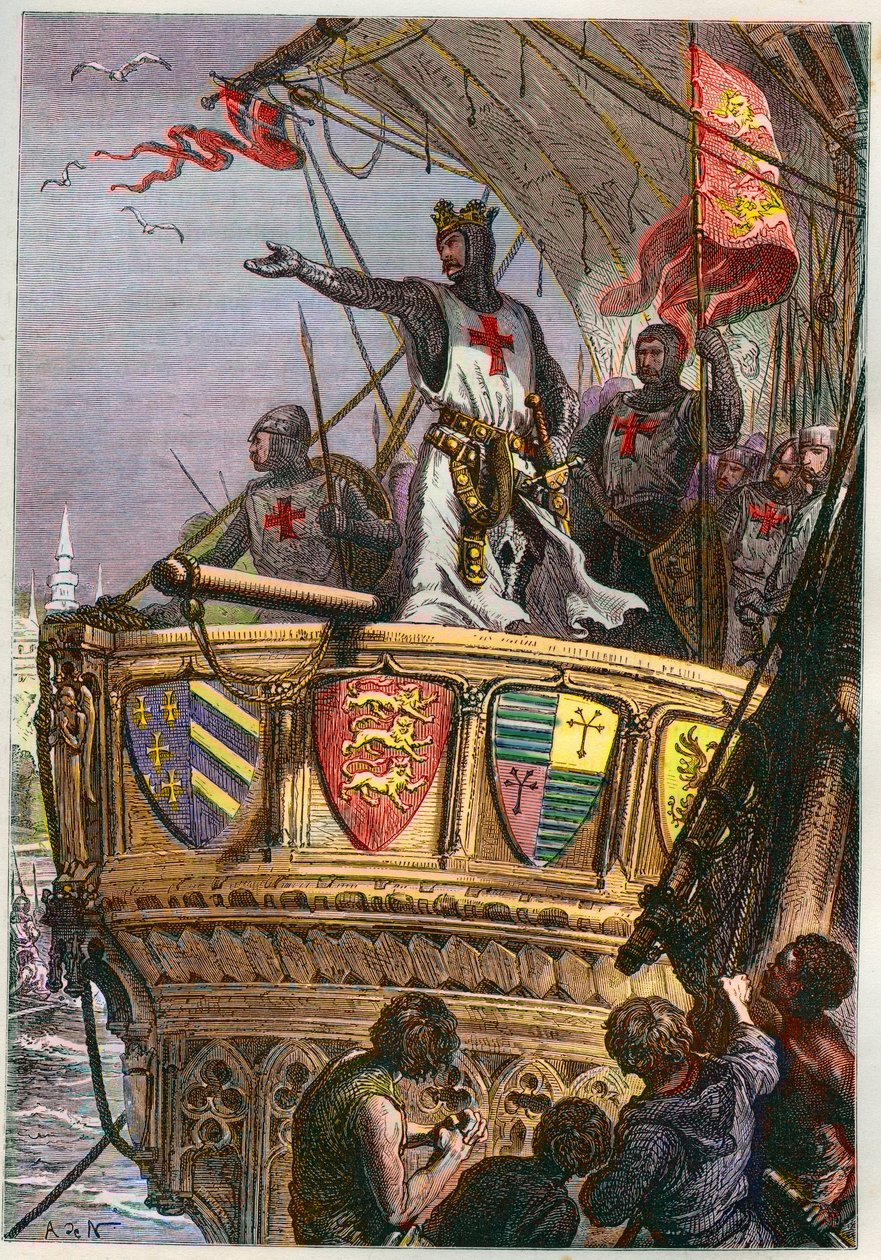 Tres Sainte Terre, polecam was opiece Wszechmogącego - Trzecia Krucjata: Ryszard I Serce Lwie (1157-1199) en Crusade pour la terre Sainte autorstwa French School