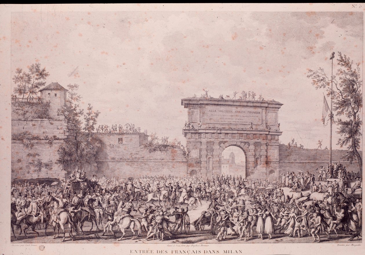 Triumfalny wjazd wojsk francuskich pod wodzą Napoleona Bonaparte do Mediolanu, 15 maja autorstwa French School