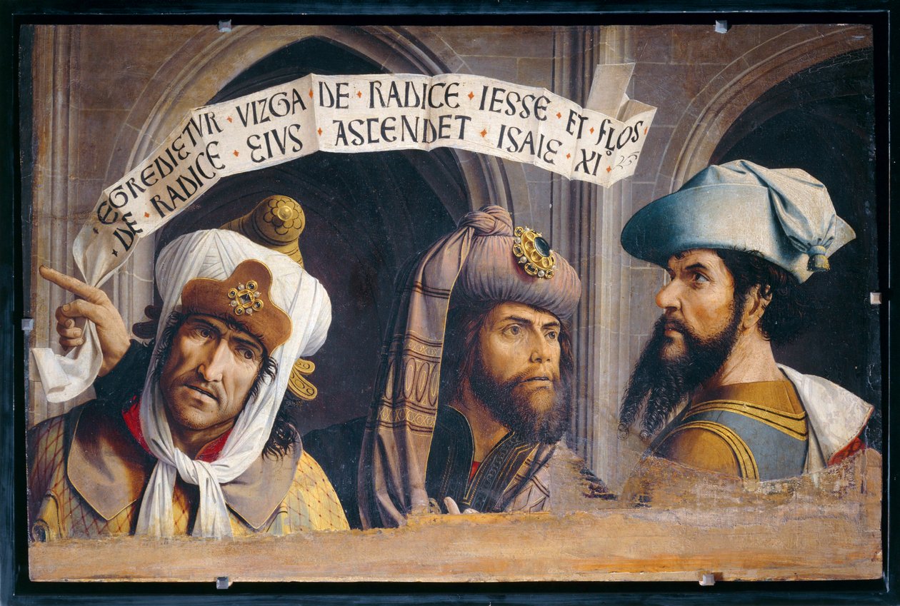 Trois Prophètes - Trzej Prorocy. Fragment panelu przedstawiający trzech proroków ze Zwiastowania ... autorstwa French School