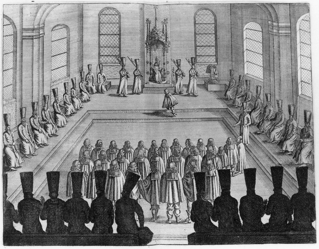 Car Aleksiej I Michajłowicz (1629-1676) otrzymuje ambasadę z Zachodu, z tomu I Bardzo ciekawych i bardzo znanych podróży wykonanych w Moskwie, Tatarach i Persji przez Adama Oleariusa, w przekładzie Wicq autorstwa French School