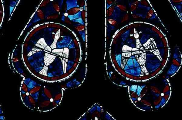 Detal dwóch gołębi z okna rozety północnej, ok. 1223 autorstwa French School