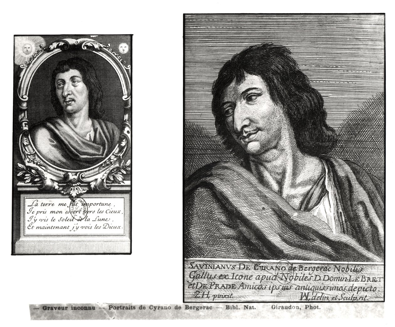 Dwa portrety Saviniena Cyrano de Bergeraca (1619-55), po prawej za Zacharie Heince (1611-69) autorstwa French School