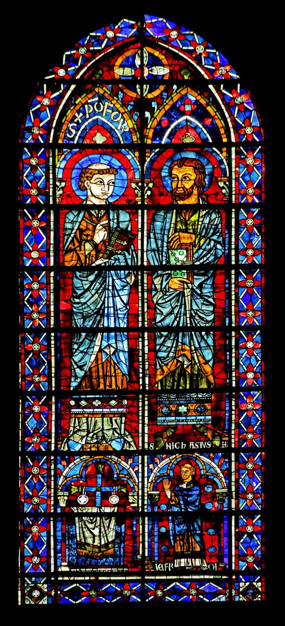 Dwóch świętych - jeden jest Nicejczykiem; kapłan-dawca poniżej (w116) autorstwa French School