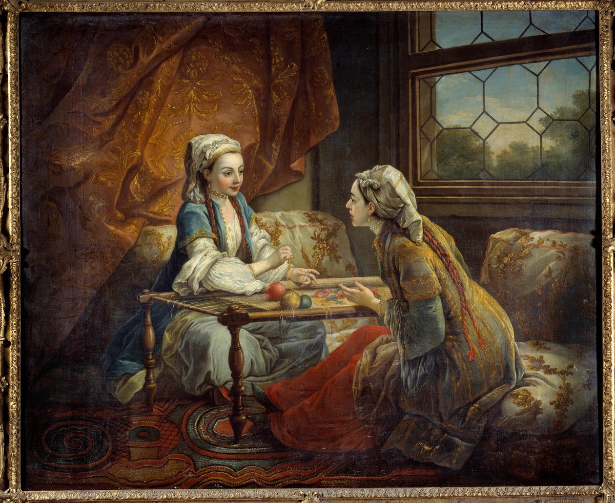 Dwóch sułtanów pracujących w gobelinie. Malarstwo szkoły francuskiej autorstwa French School
