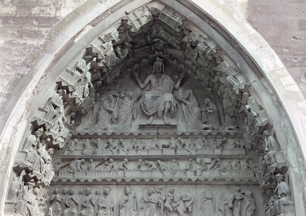 Tympanon z lewego portalu transeptu północnego przedstawiający Sąd Ostateczny, 1225-40 autorstwa French School