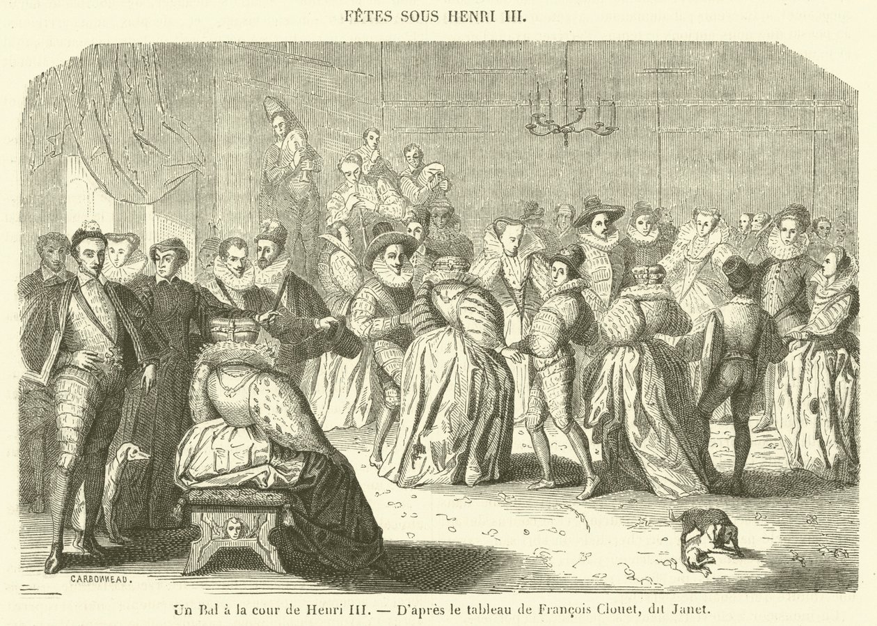 Bal na dworze Henryka III (rycina) autorstwa French School