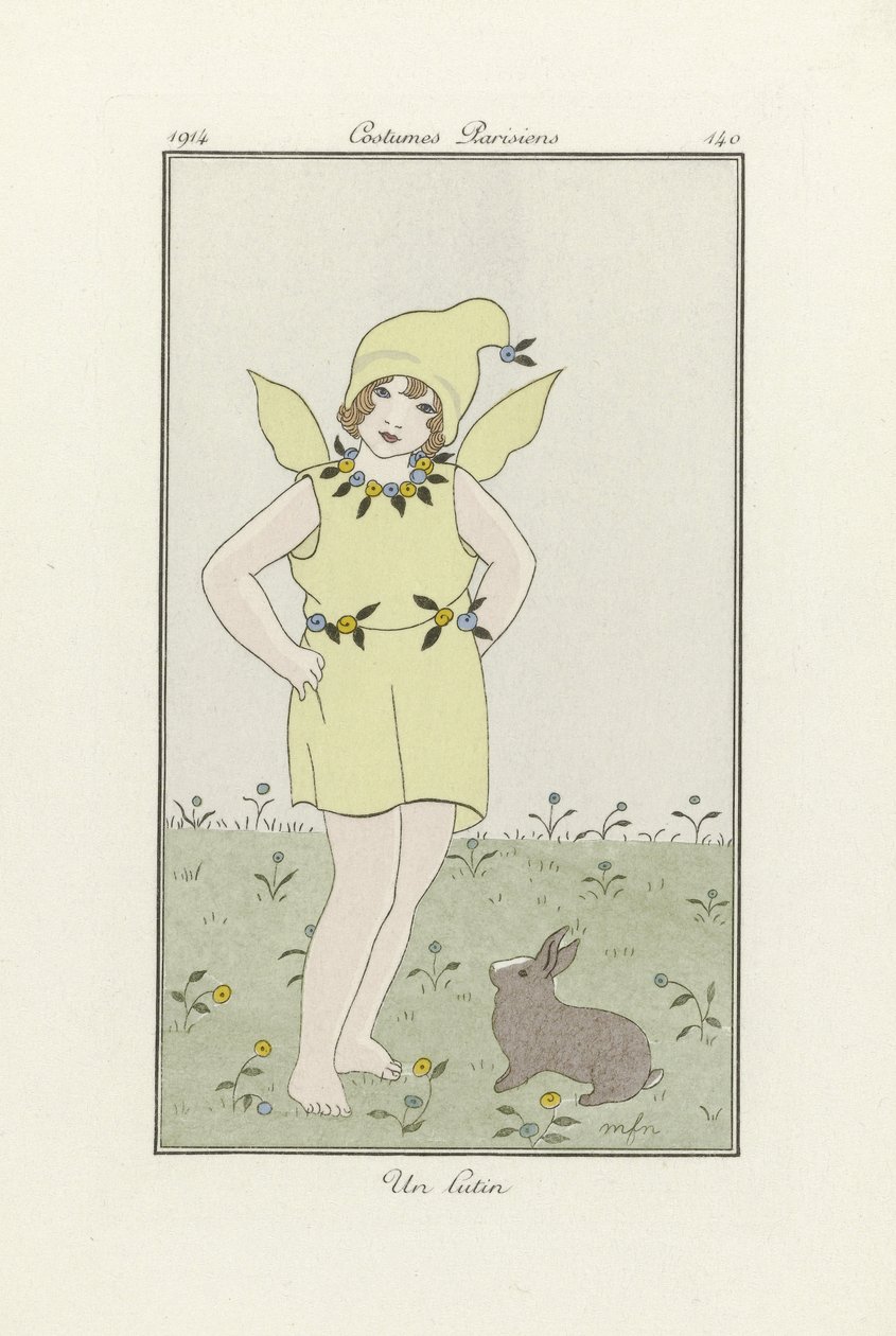 Un Lutin, z Costumes Parisien, pub.1914 (kolorowa litografia) autorstwa French School